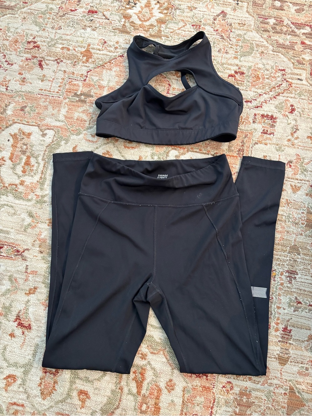 Savage X Fenty Black High-Waist Leggings with Matching Sports Bra